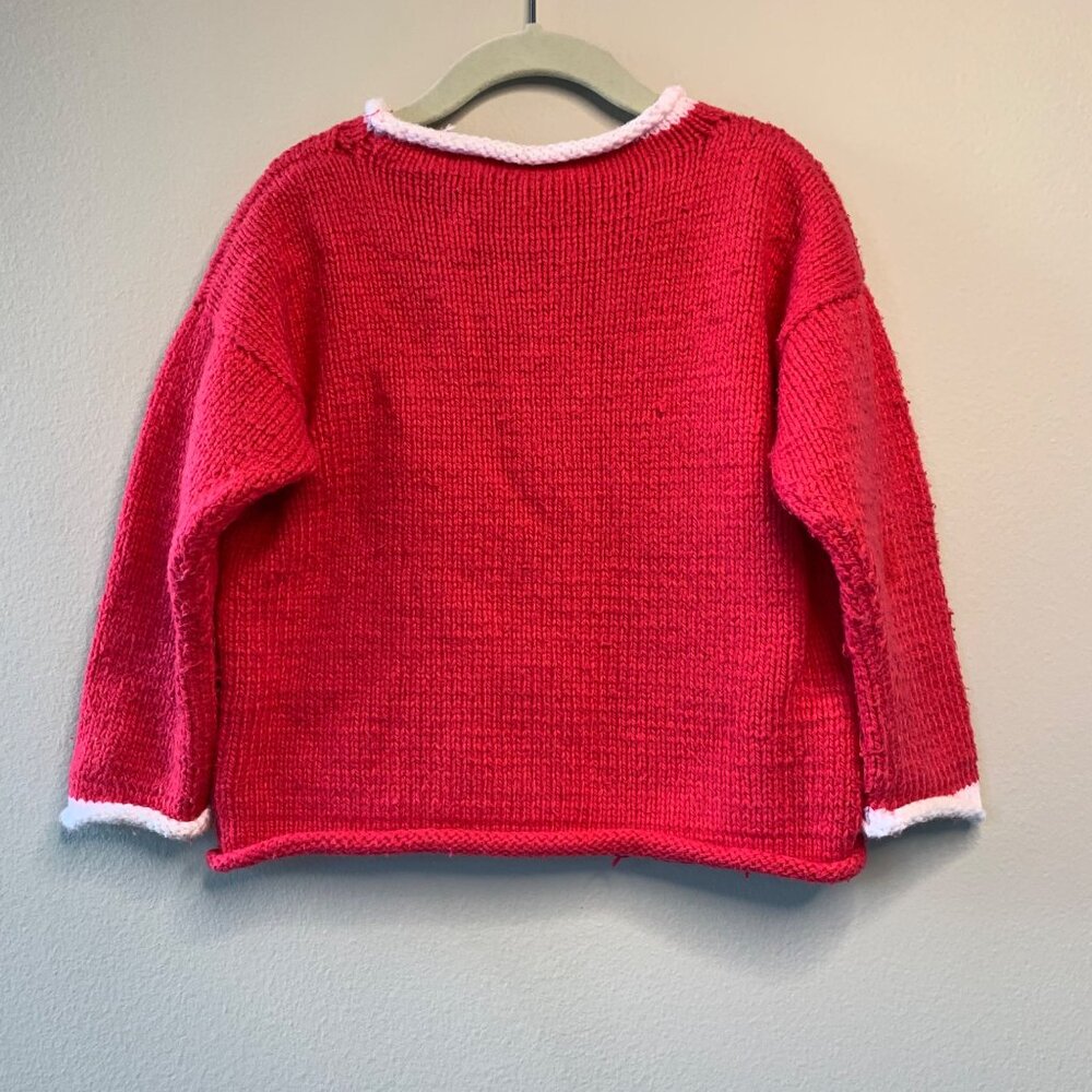 Pink Knit Bunny Rabbit Sweater Girls 4 4T Cozy Warm Rolled Edges POMEROY Girl - Picture 2 of 7